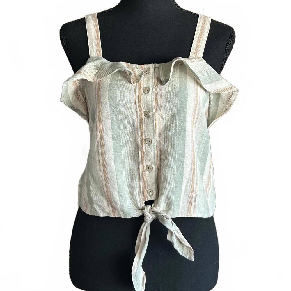 Derek Heart Womens Tank Top Sz Small Beige Button Front